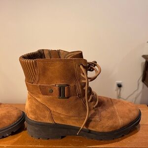 Brown Suede Lace-Up Boots